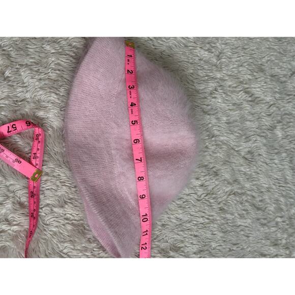Gorgeous Vintage Pink Angora Fuzzy Bucket Hat with Snowflake Brooch - Picture 3 of 7